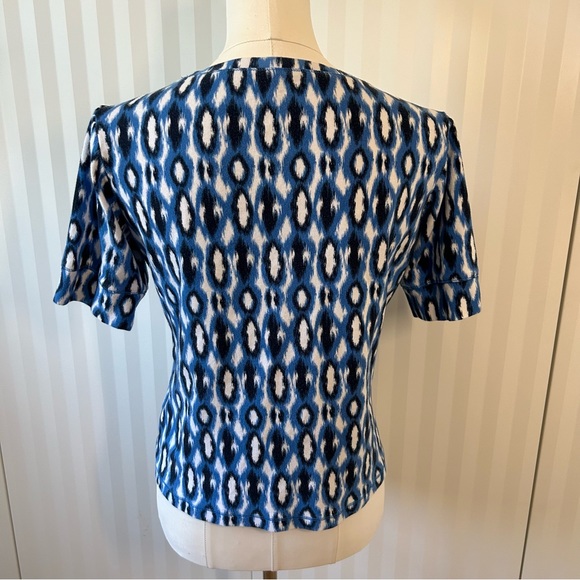 Jones New York sport petite blue black white pattern tee 100% soft cotton Size L - Picture 7 of 7